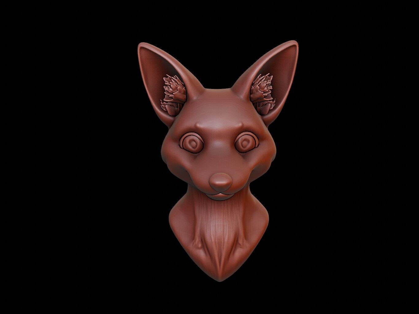 Fox Animal Bust 3D print model_2