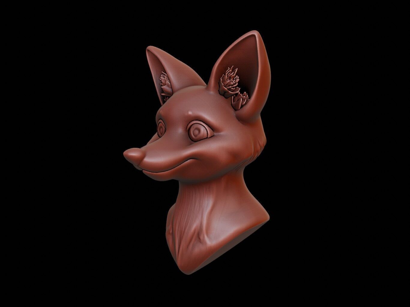 Fox Animal Bust 3D print model_1