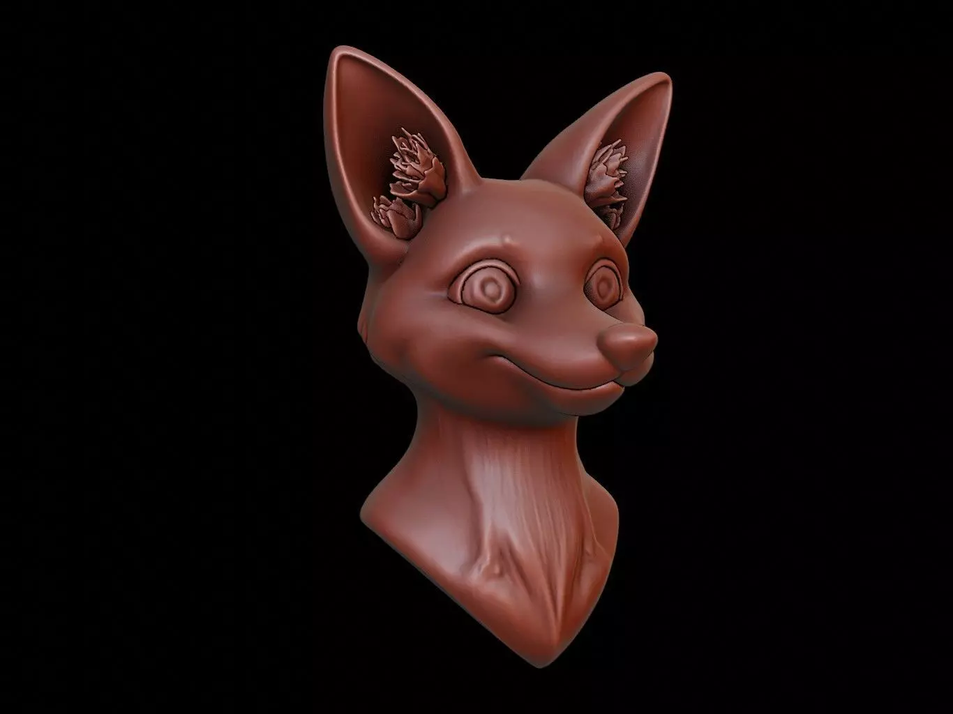 Fox Animal Bust 3D print model_0