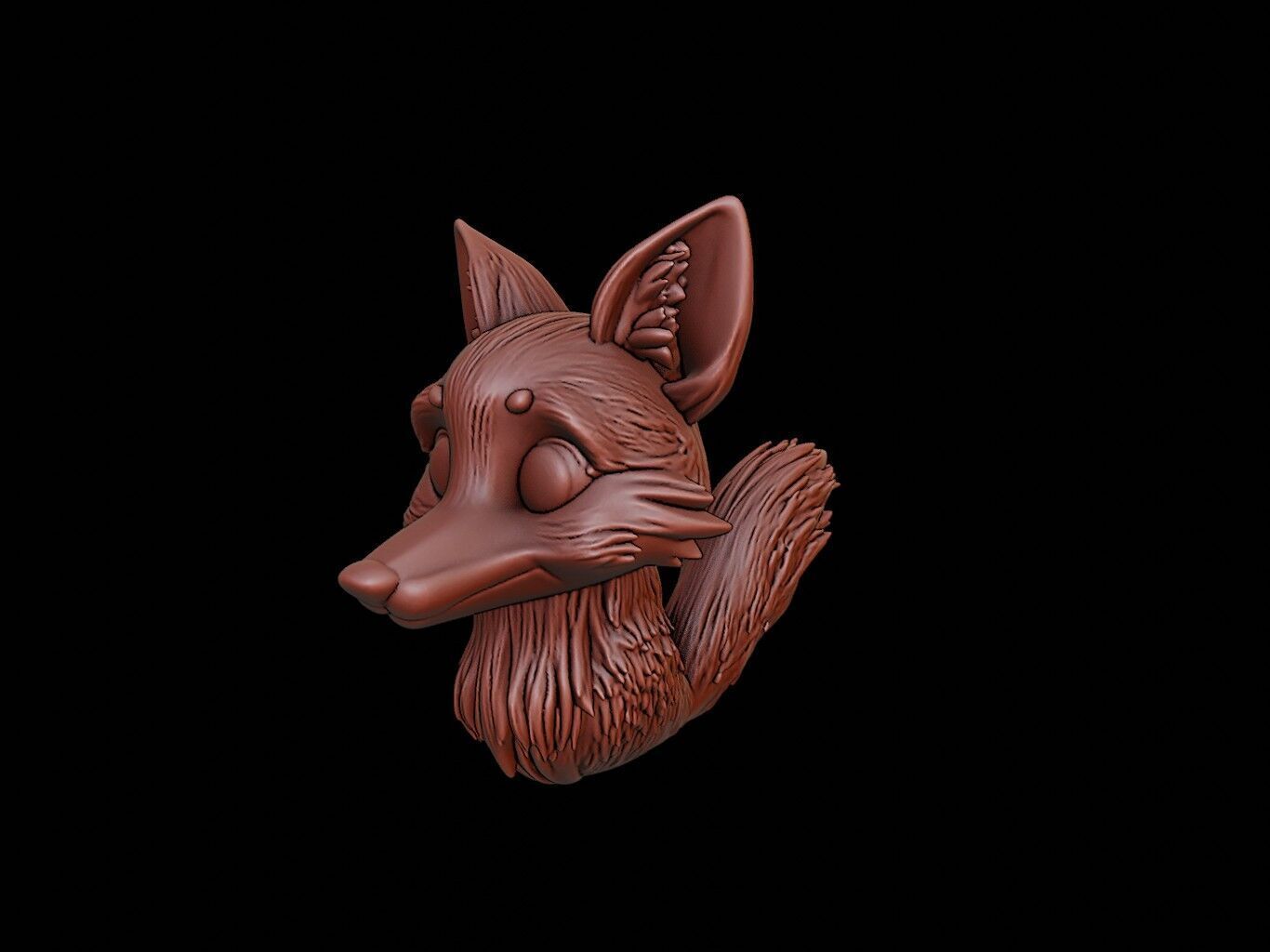 Fox Animal Bust 3D print model_1