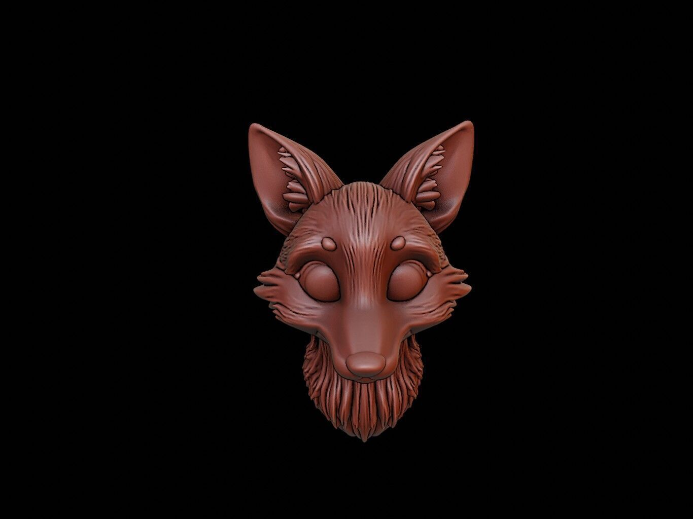 Fox Animal Bust 3D print model_2
