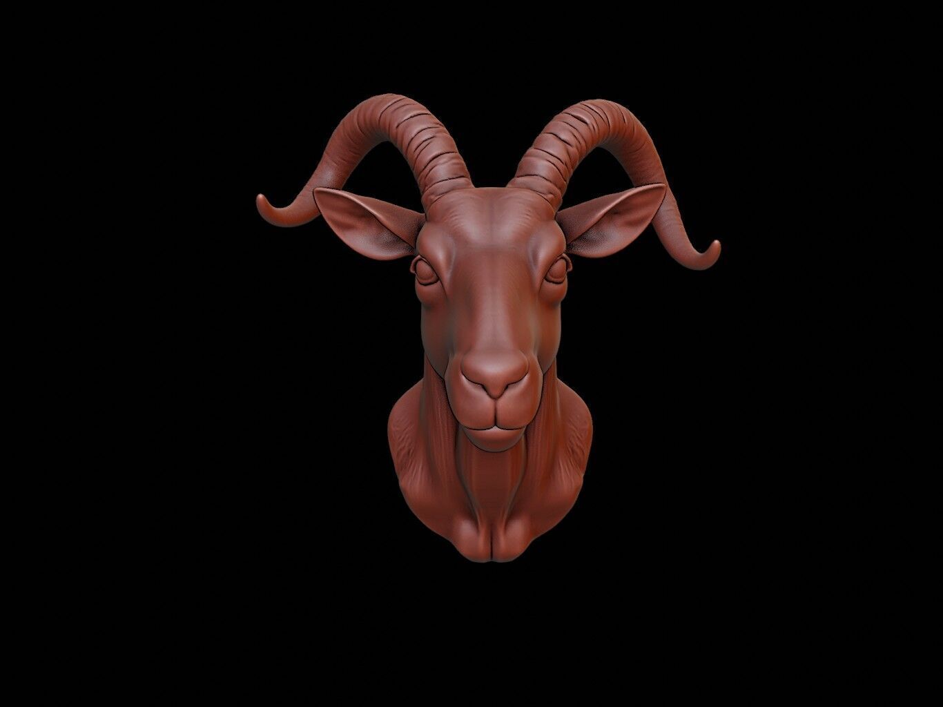 Goat Animal Bust 3D print model_2