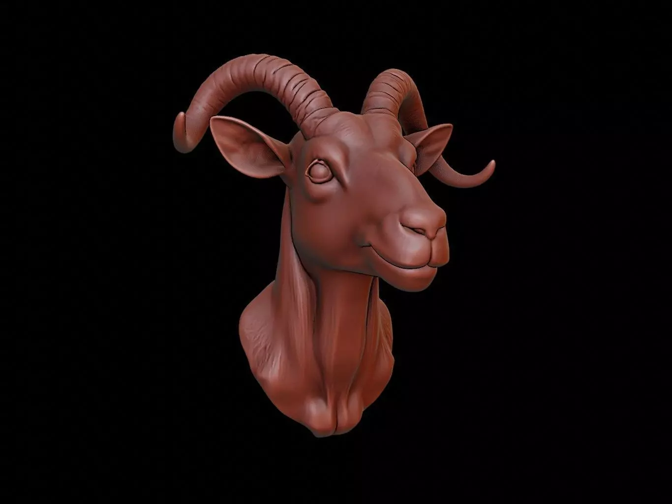 Goat Animal Bust 3D print model_0
