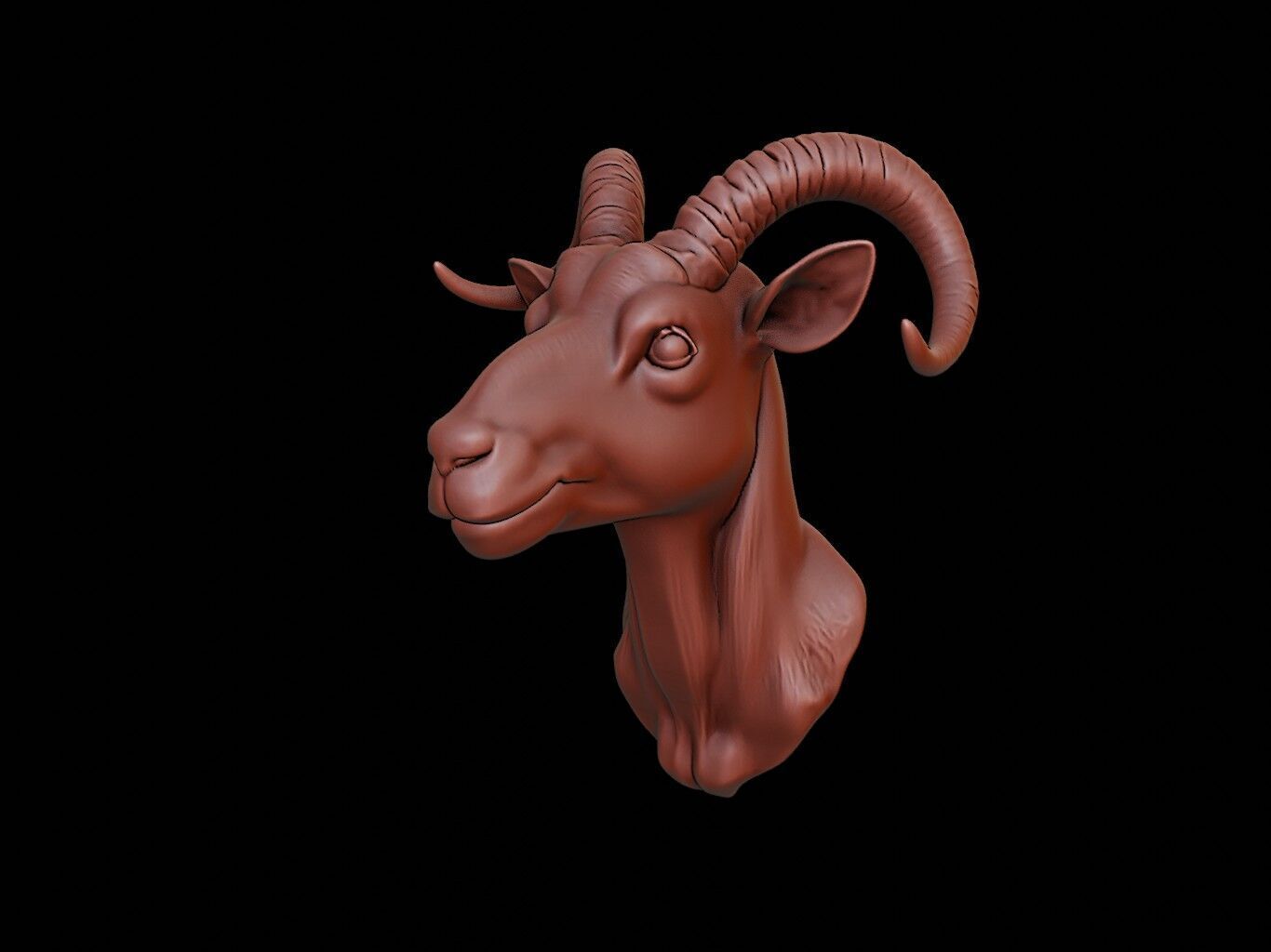 Goat Animal Bust 3D print model_1