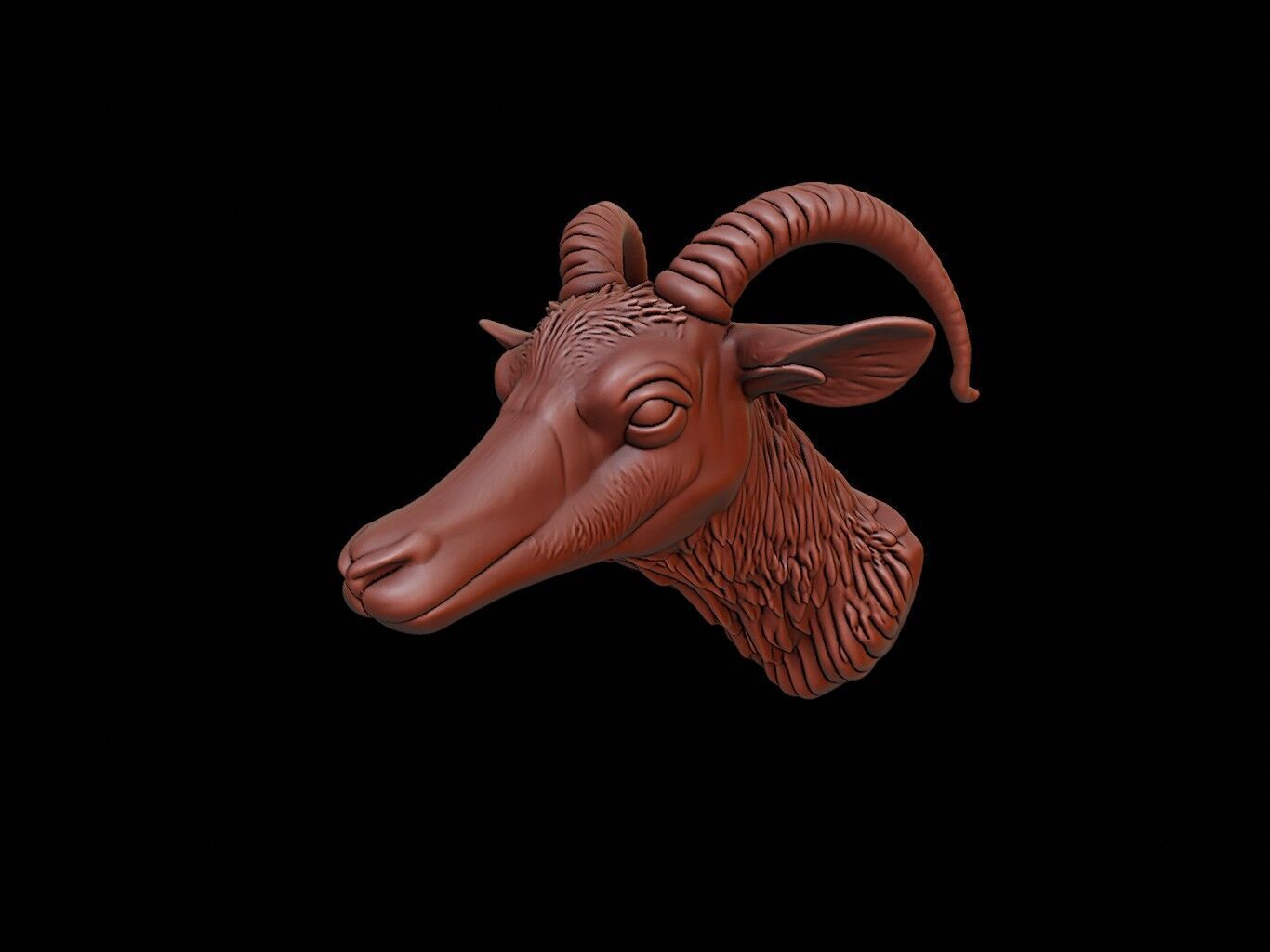 Goat Animal Bust 3D print model_1