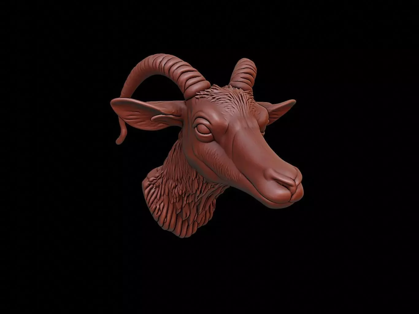 Goat Animal Bust 3D print model_0