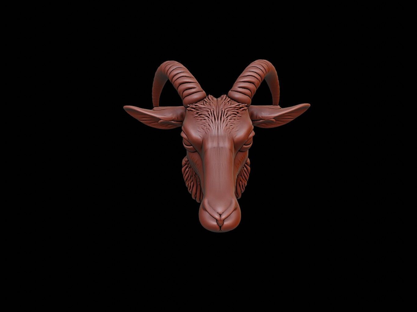 Goat Animal Bust 3D print model_2
