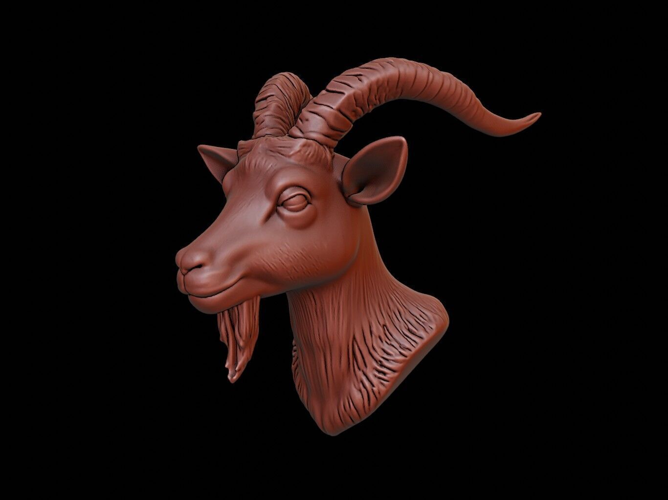 Goat Animal Bust 3D print model_1