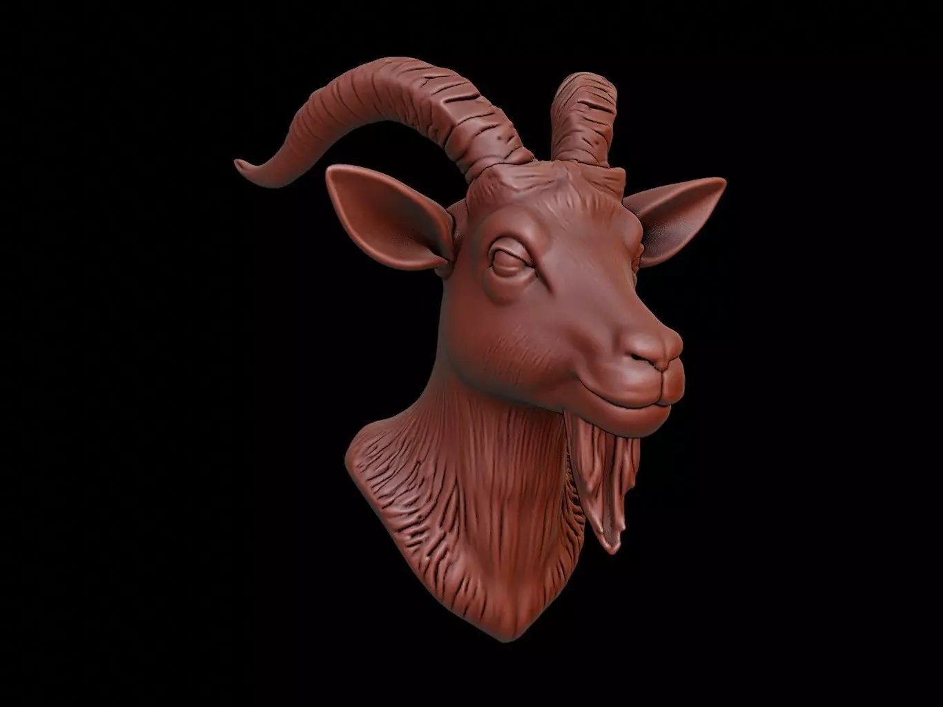 Goat Animal Bust 3D print model_0