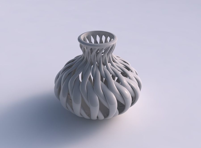 Vase oval squeezed neck with muscle structure squeezed
