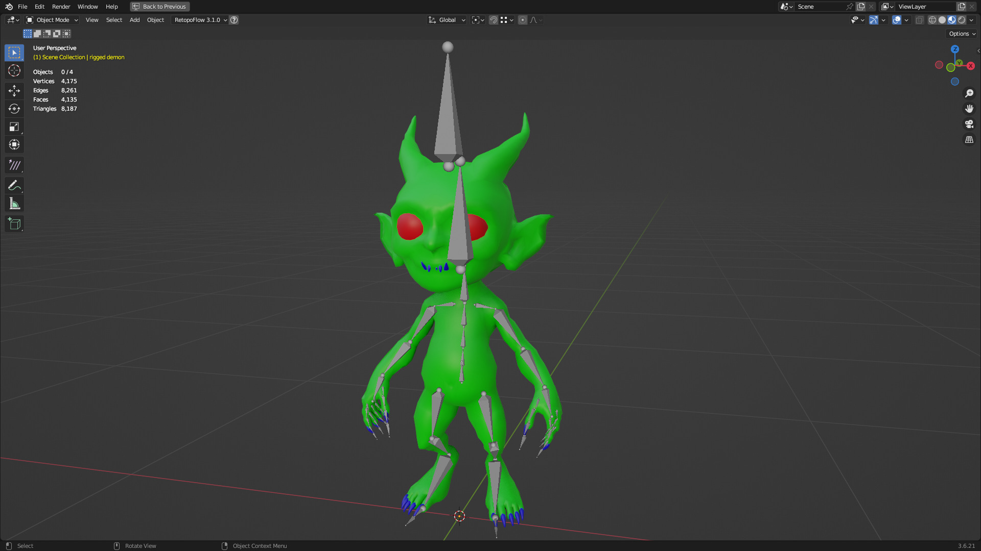 Game Ready Rigged Demon Character Free low-poly 3D model_9