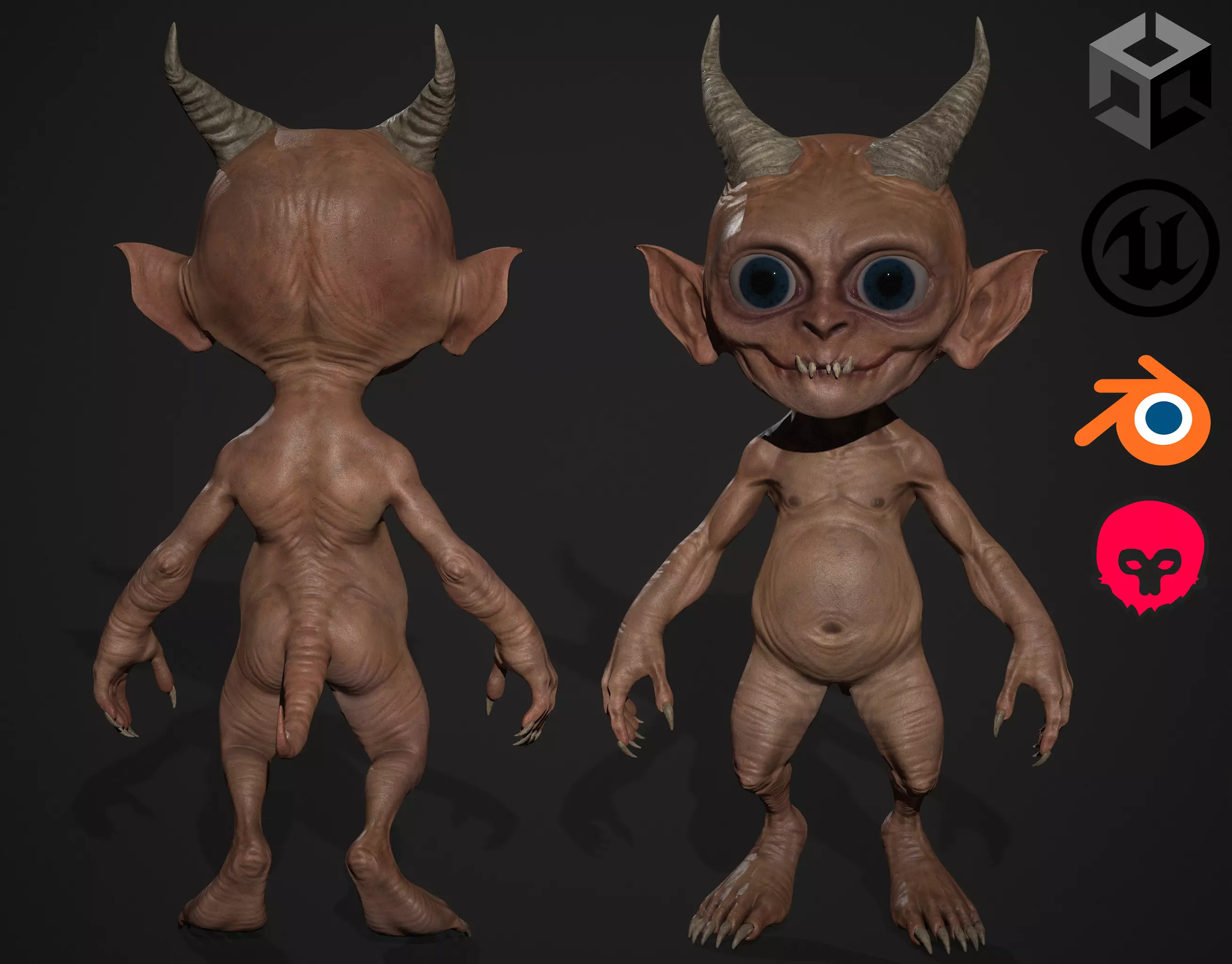 Game Ready Rigged Demon Character Free low-poly 3D model_0