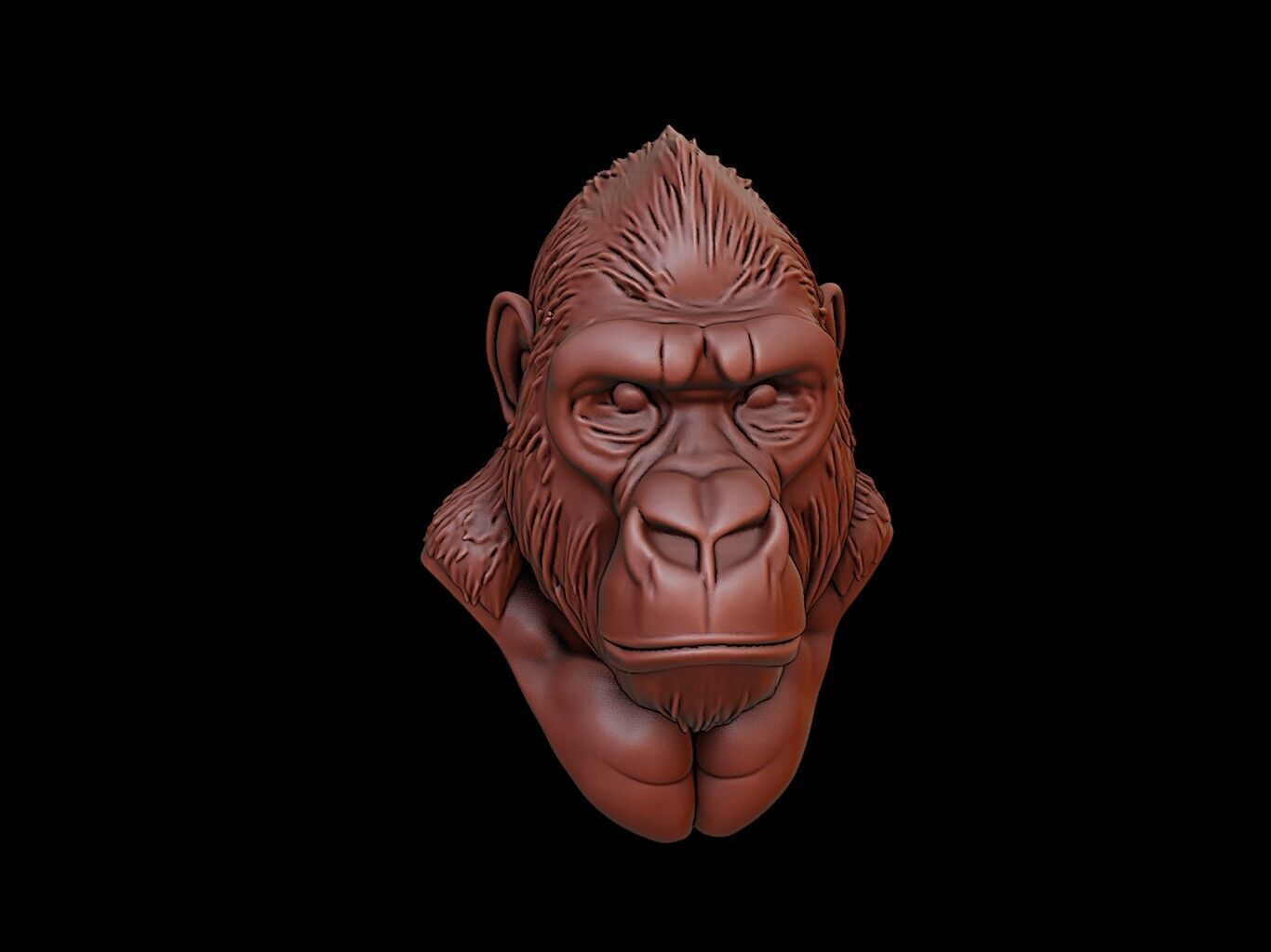 Gorilla Animal Bust 3D print model_2