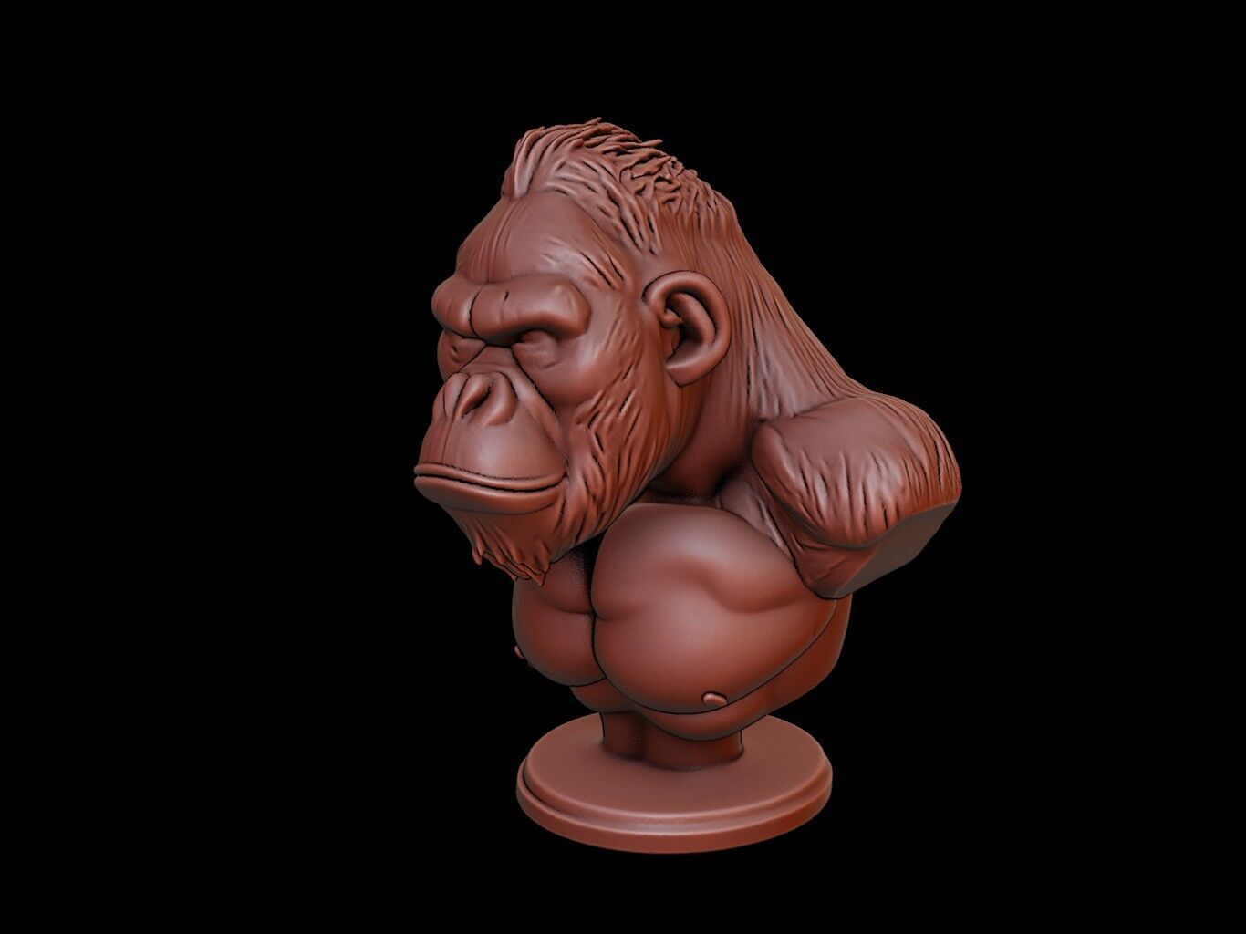 Gorilla Animal Bust 3D print model_1