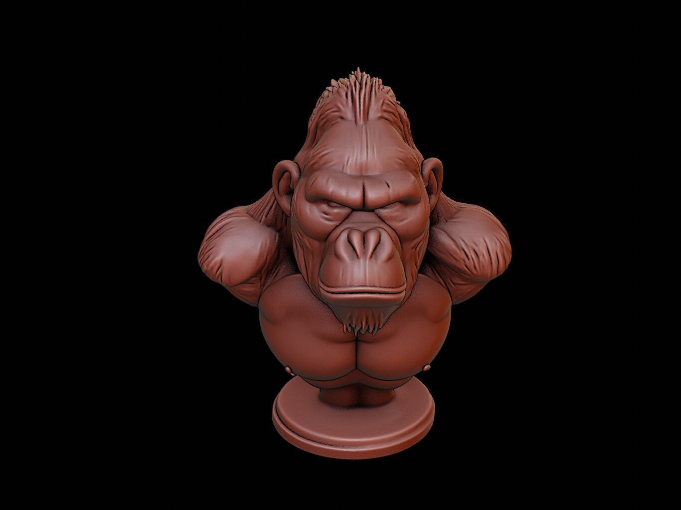 Gorilla Animal Bust 3D print model_2