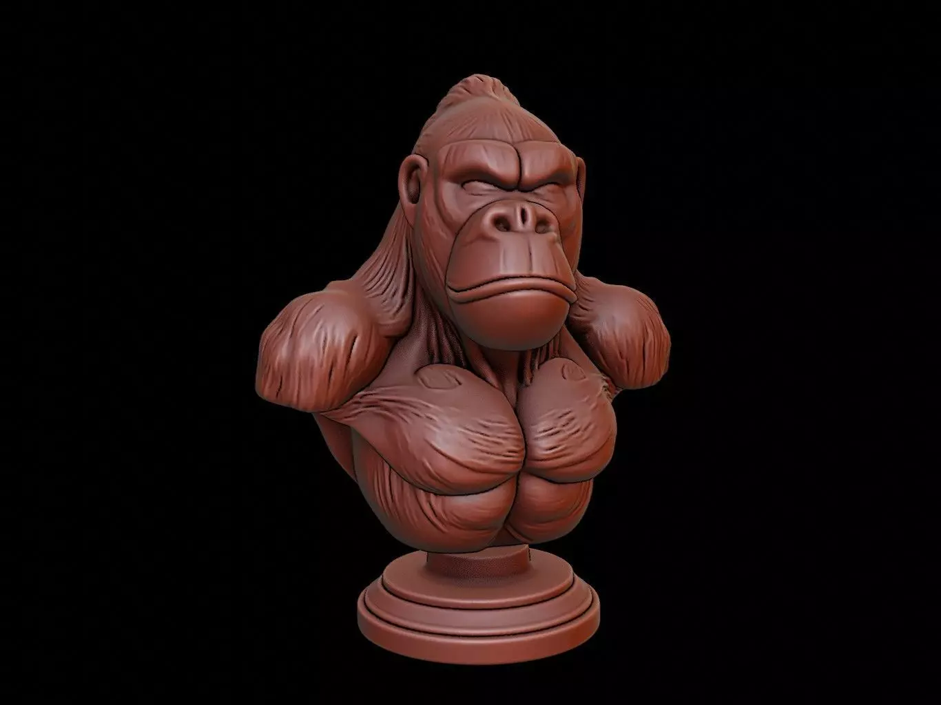 Gorilla Animal Bust 3D print model_0