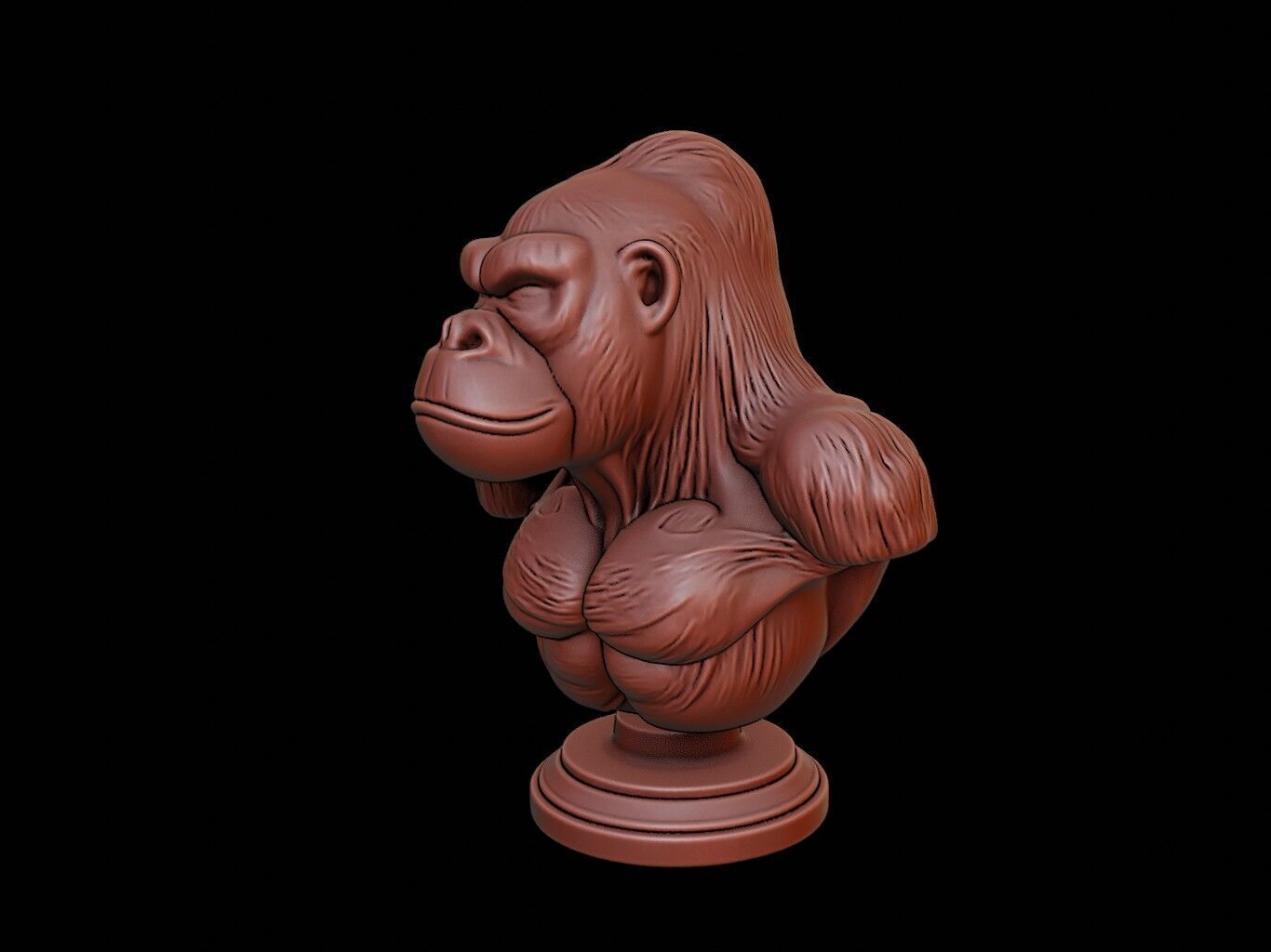 Gorilla Animal Bust 3D print model_1