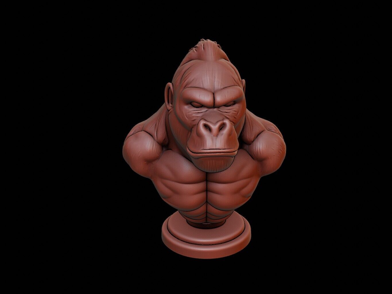 Gorilla Animal Bust 3D print model_2