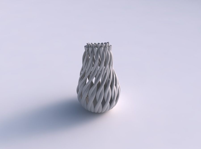 Vase oval twisted with muscle structure and soft tips eccentric