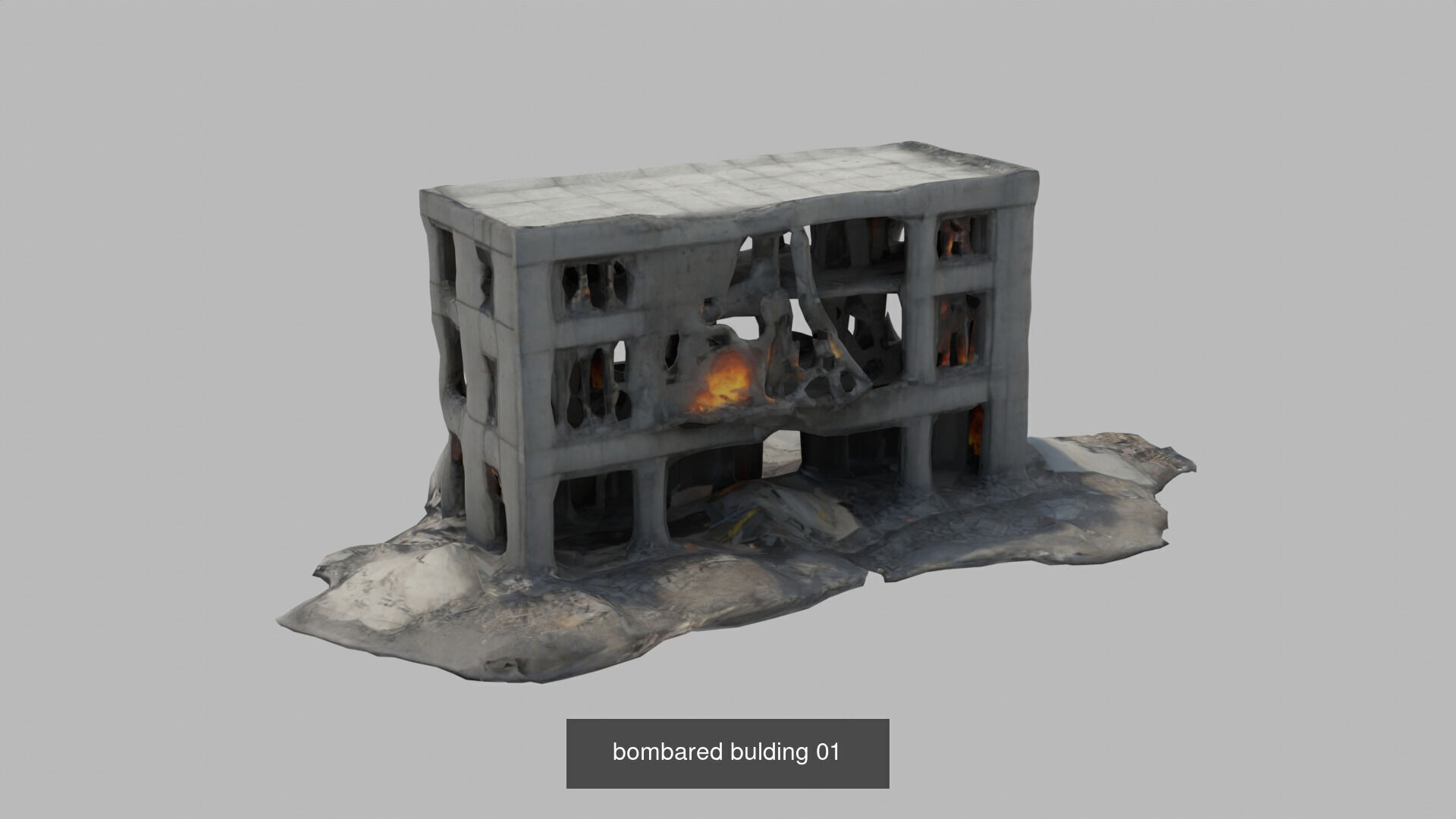 bombared buldings 06 items 3D Model Collection_7