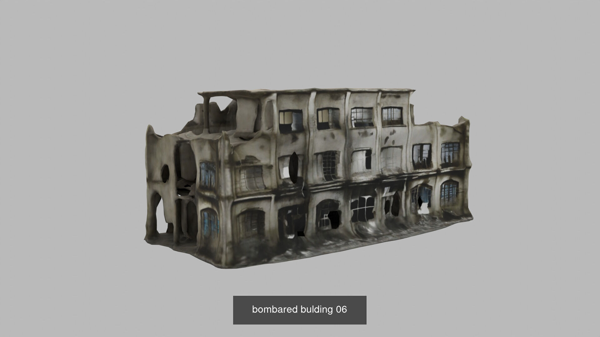 bombared buldings 06 items 3D Model Collection_12