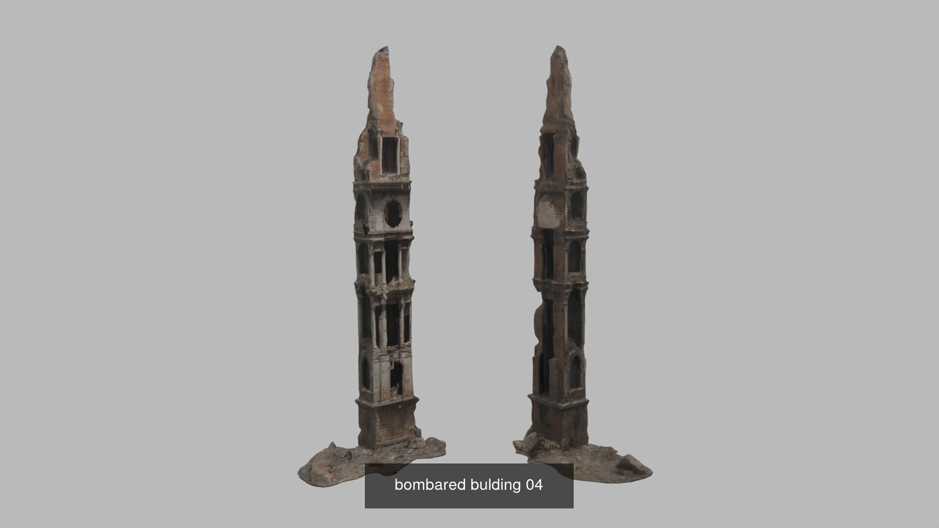 bombared buldings 06 items 3D Model Collection_10