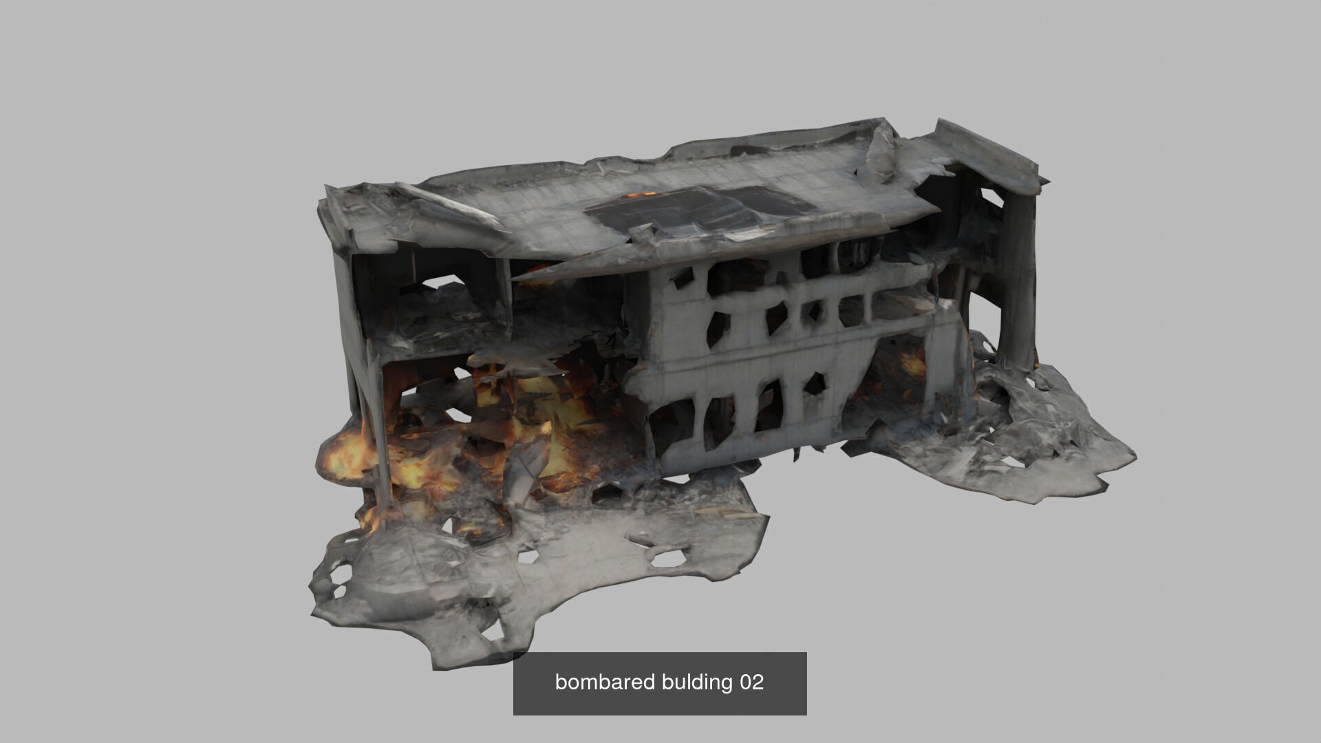 bombared buldings 06 items 3D Model Collection_8