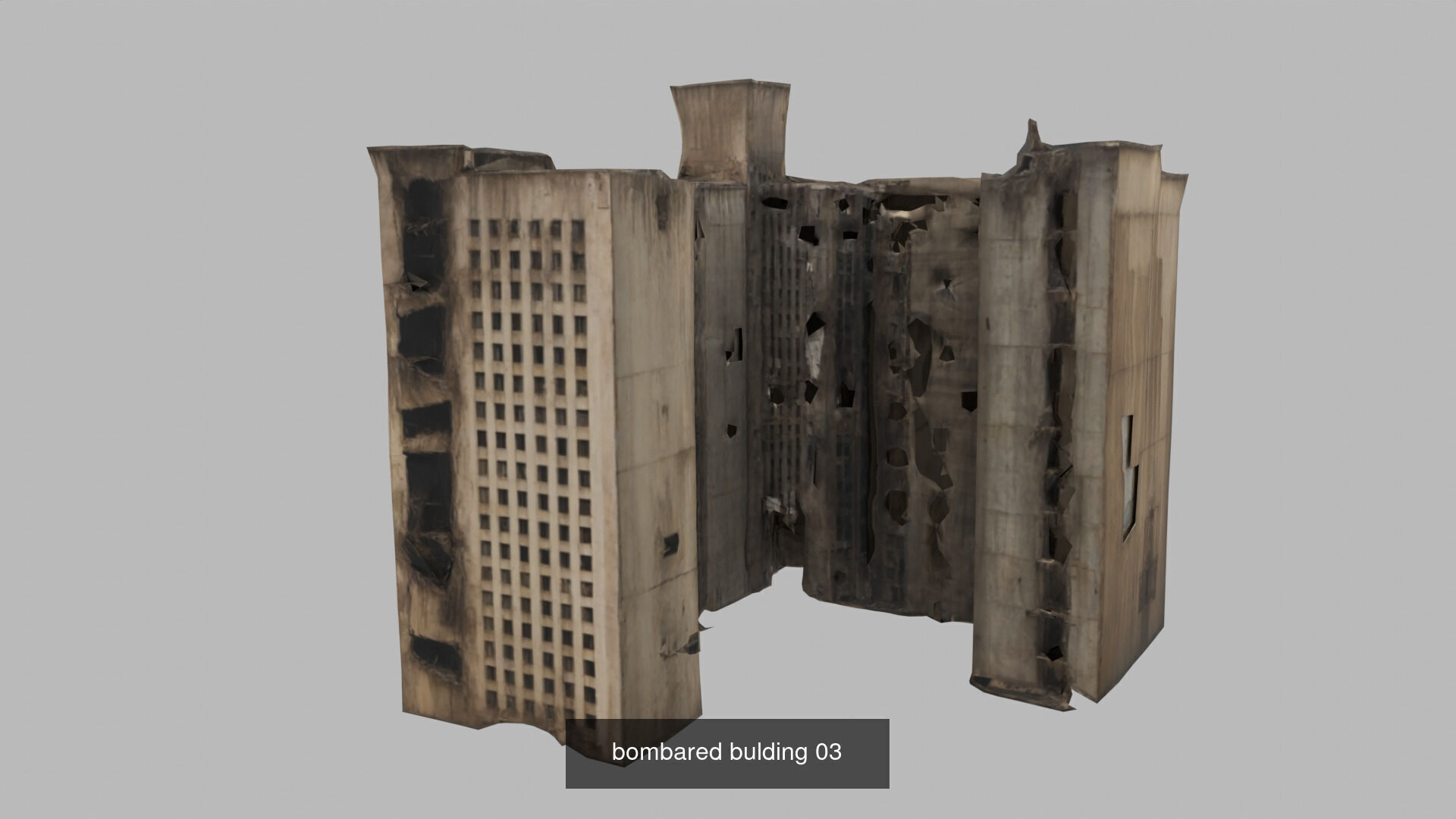 bombared buldings 06 items 3D Model Collection_9