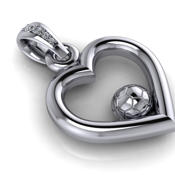 Soccer Ball Heart Pendant Necklace Charm Bracelet Jewelry 3D print model_9