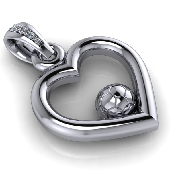 Soccer Ball Heart Pendant Necklace Charm Bracelet Jewelry 3D print model_12