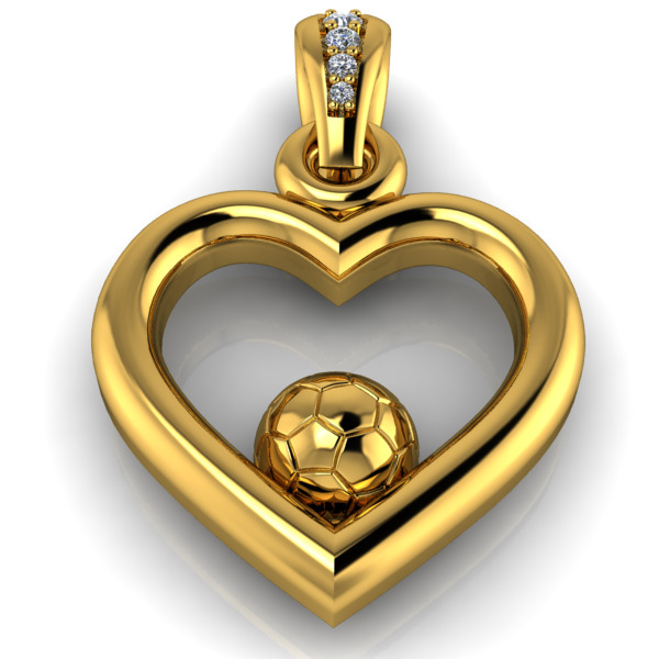 Soccer Ball Heart Pendant Necklace Charm Bracelet Jewelry 3D print model_6