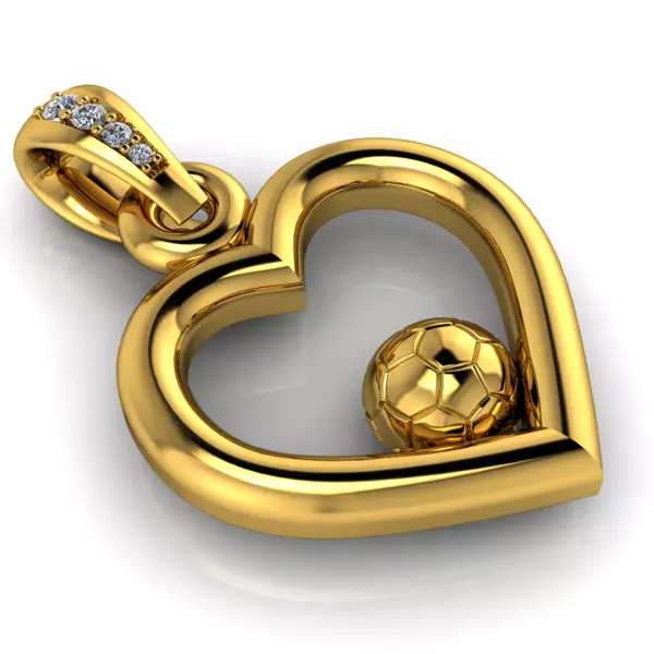 Soccer Ball Heart Pendant Necklace Charm Bracelet Jewelry 3D print model_0