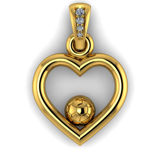 Soccer Ball Heart Pendant Necklace Charm Bracelet Jewelry 3D print model_2