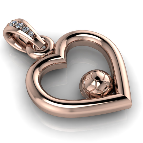 Soccer Ball Heart Pendant Necklace Charm Bracelet Jewelry 3D print model_3