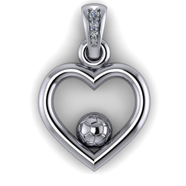 Soccer Ball Heart Pendant Necklace Charm Bracelet Jewelry 3D print model_5