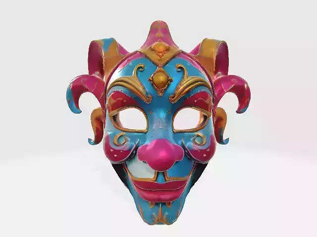 Jester Mask Low-poly 3D model