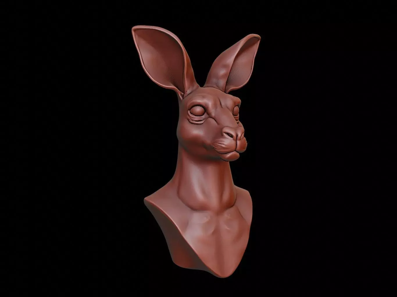 Kangaroo Animal Bust 3D print model_0