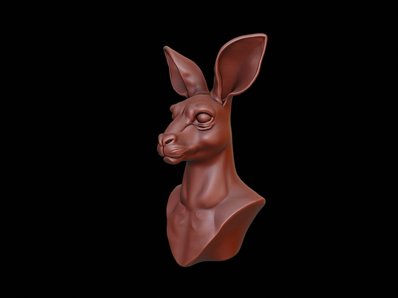 Kangaroo Animal Bust 3D print model_1