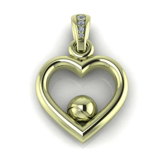 Tennis Ball  Heart Pendant Jewelry 3D print model_5