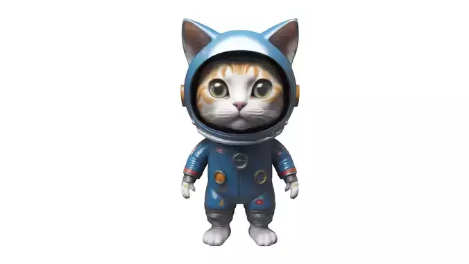 Cartoon cat in blue astronaut suit 03