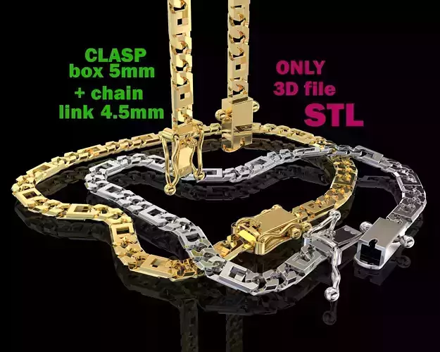 Jewelry Clasp box 5mm and link  printable STL