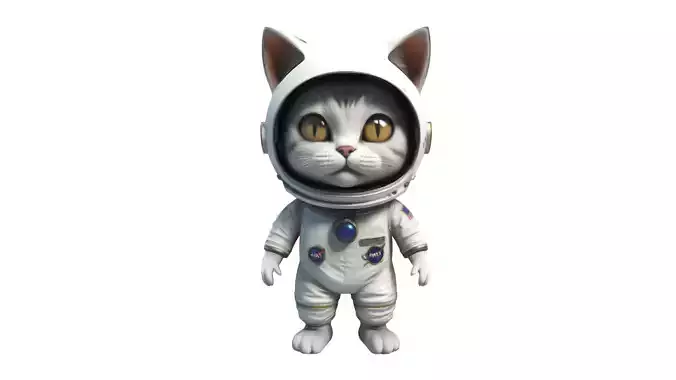 Cartoon cat in blue astronaut suit 06