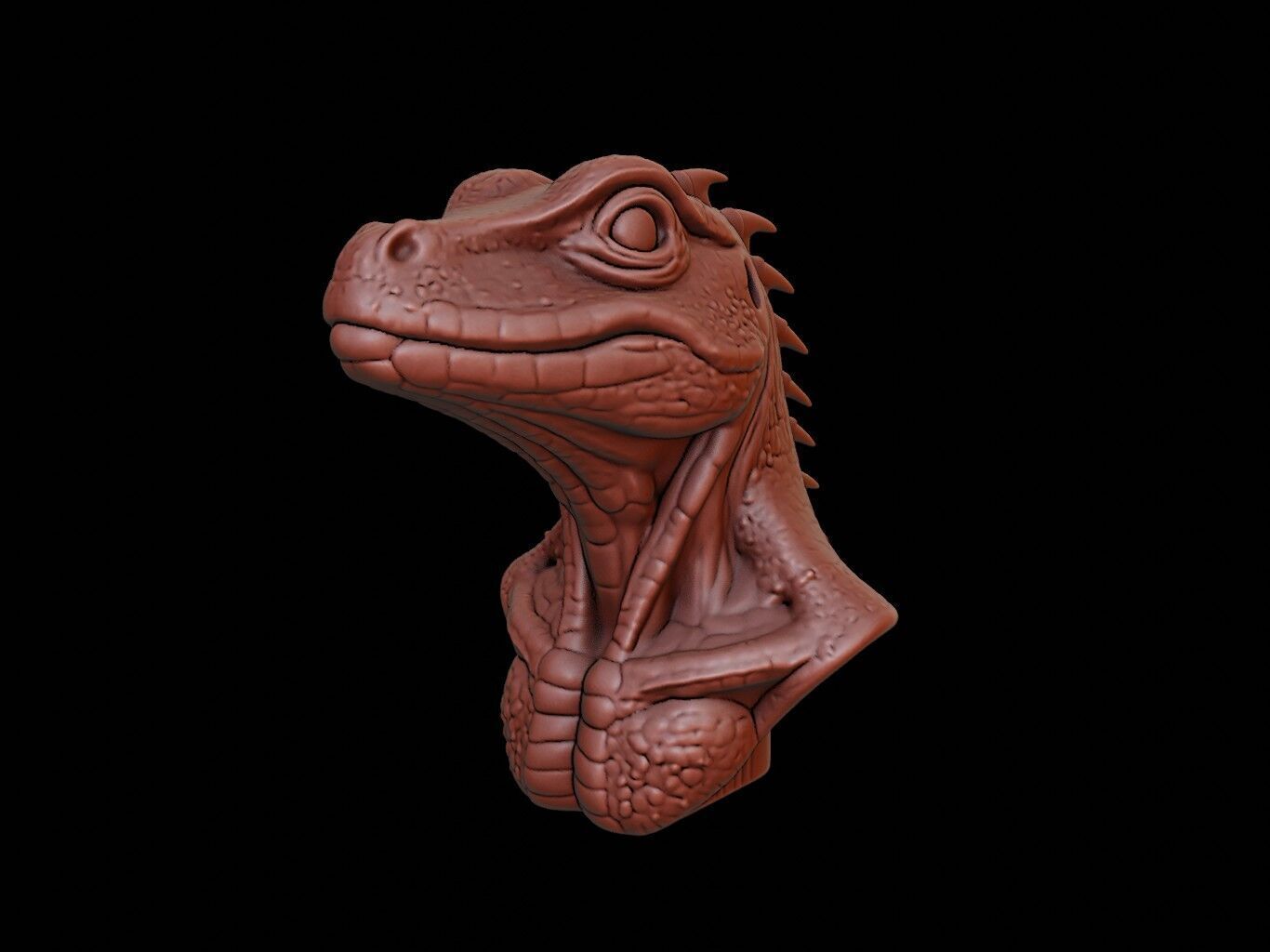 Lizard Animal Bust 3D print model_1