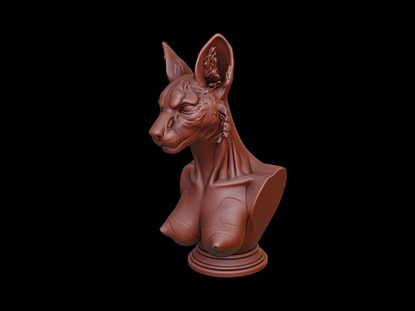 Lynx Animal Bust 3D print model_1