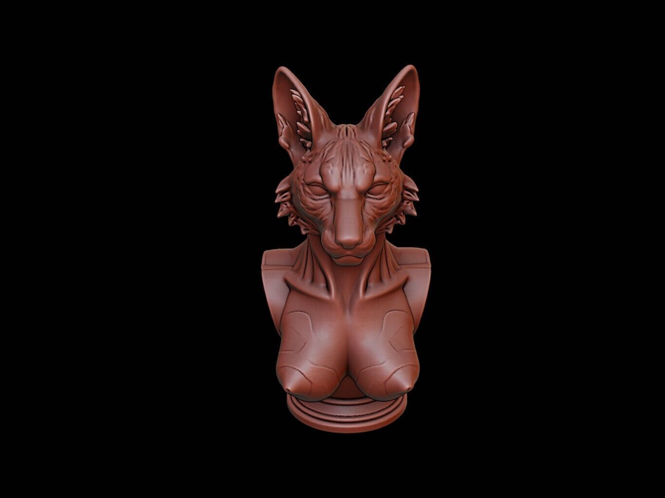 Lynx Animal Bust 3D print model_2