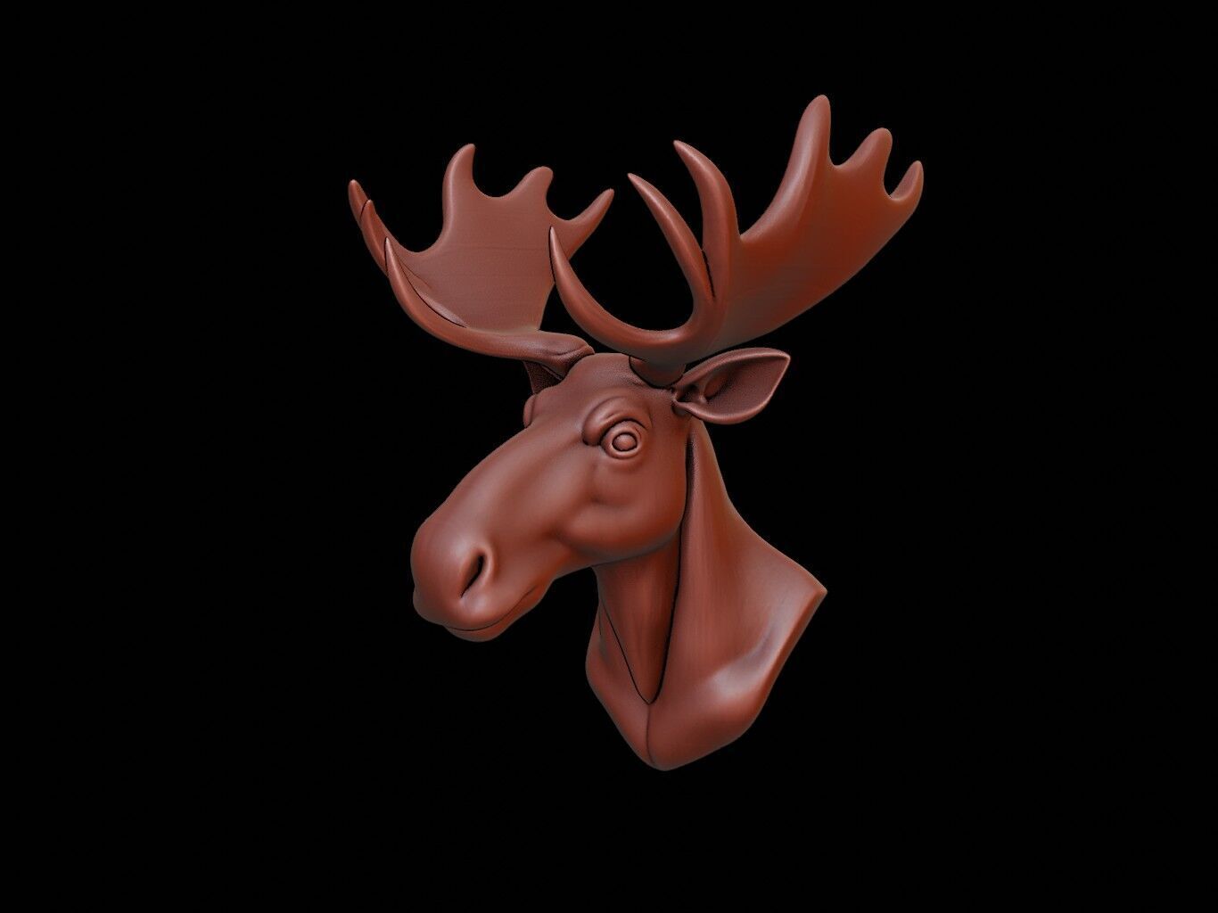 Moose Animal Bust 3D print model_1