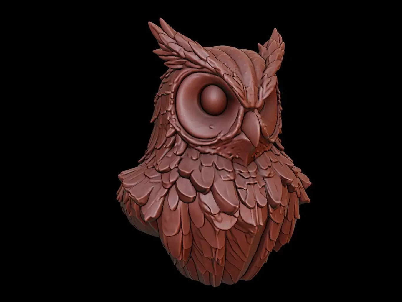 Owl Animal Bust 3D print model_0