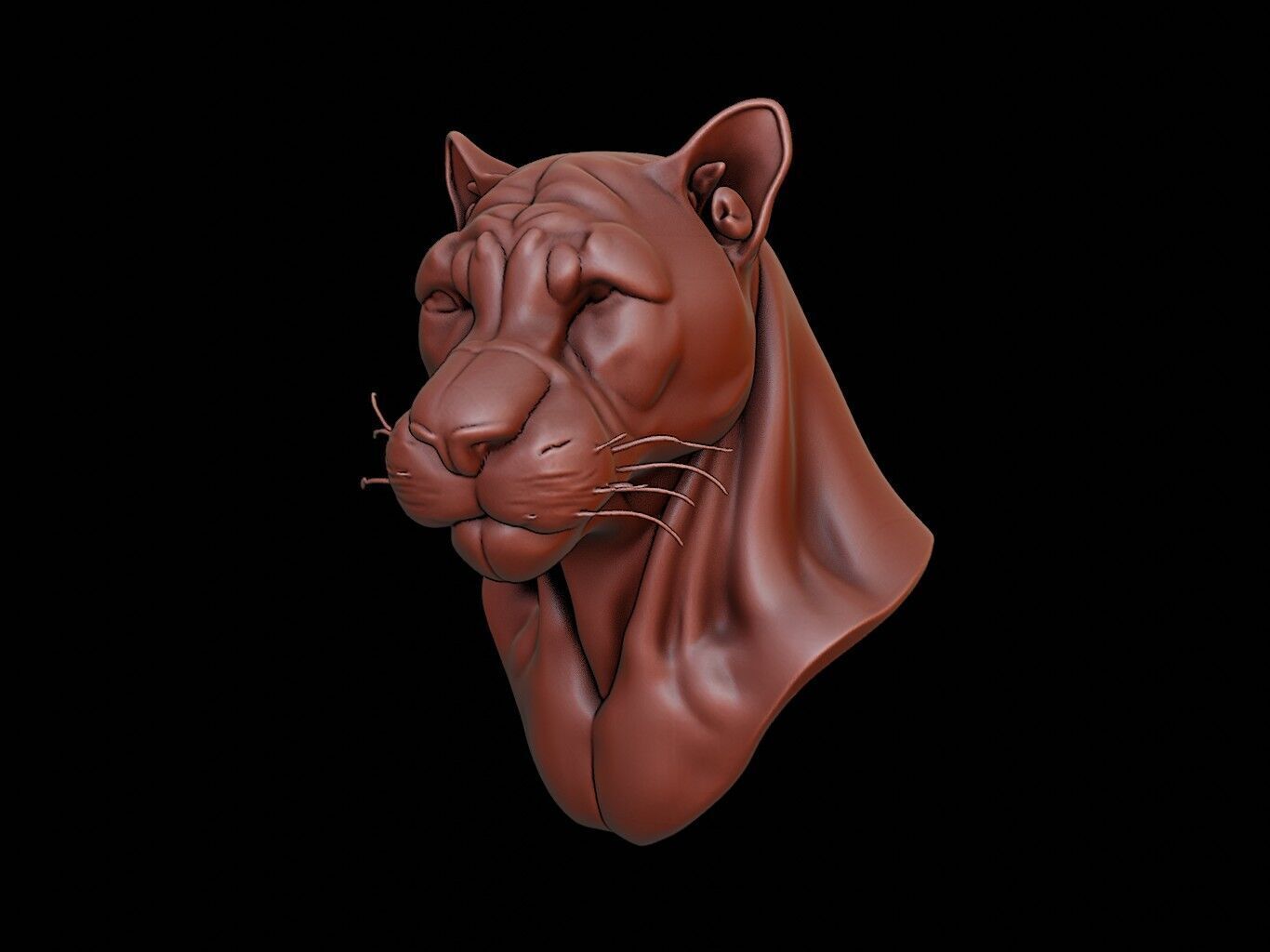 Panther Animal Bust 3D print model_1