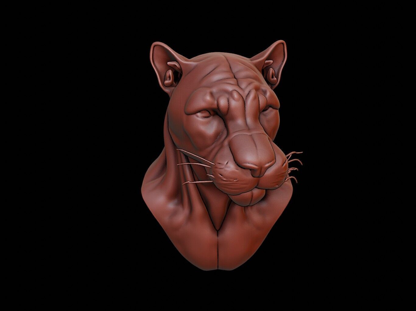Panther Animal Bust 3D print model_2