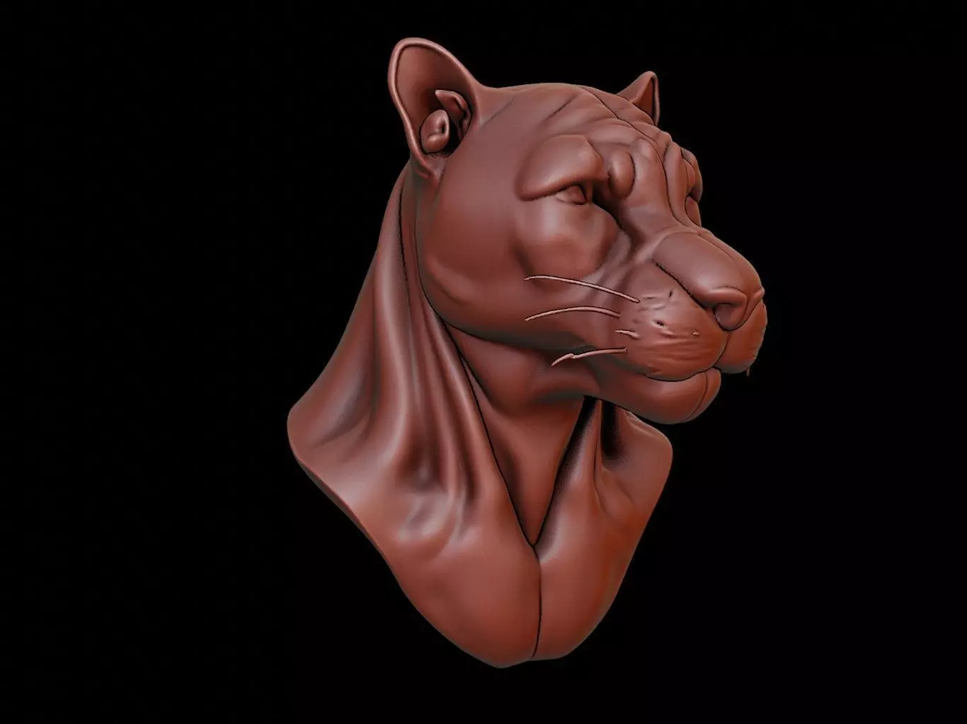 Panther Animal Bust 3D print model_0